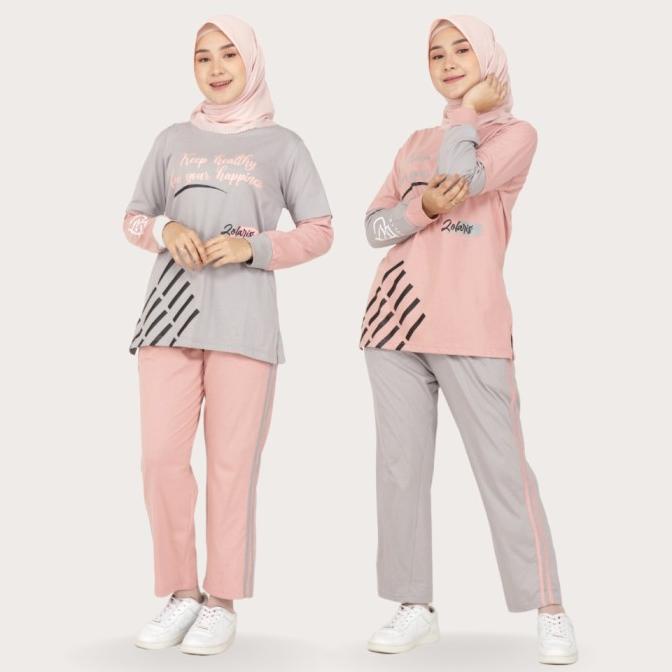 Amora Set Baju Olahraga Wanita Muslimah Senam Yoga One Set Jumbo