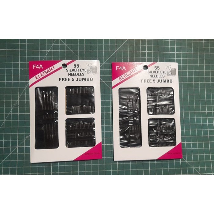 

F4A Jarum Jahit Tangan Praktis Isi 55 Silver Eye Needles FREE 5 JUMBO