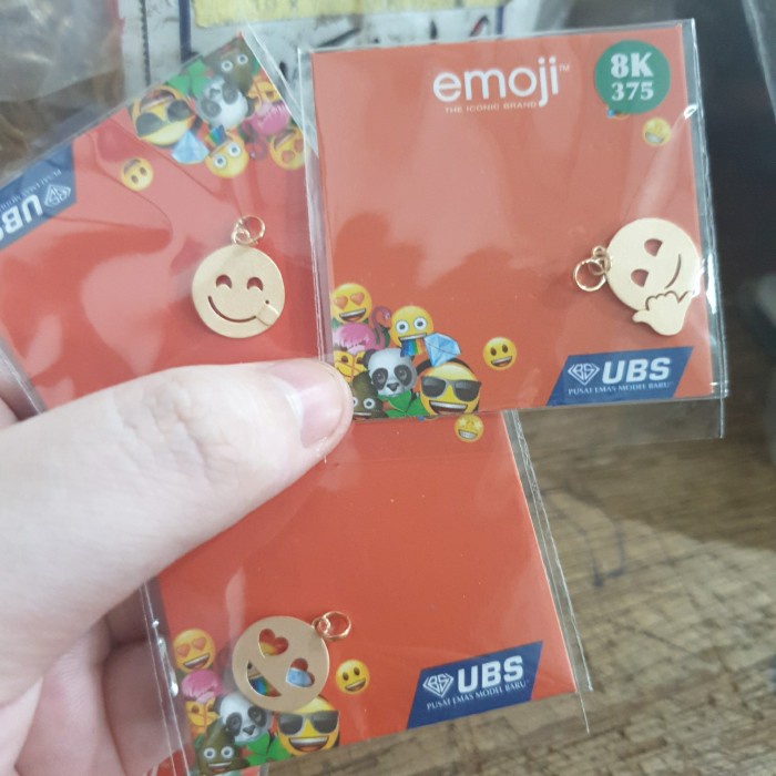 [Baru] Liontin Bandul Kalung Ubs Emoji Love Hati Emas Asli 8K 375 Lucu Murah Terbatas