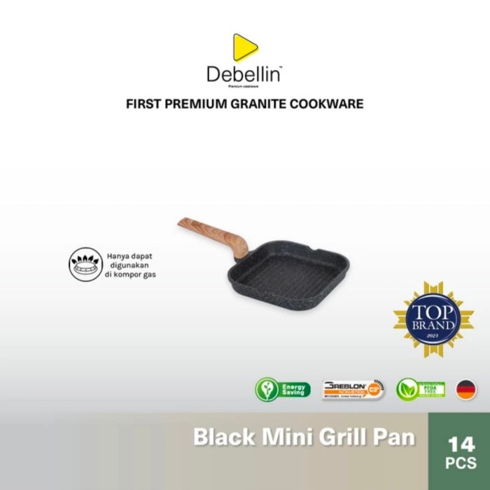 [Ori] Debellin Black Mini Grill Pan 14 Cm Terbaru