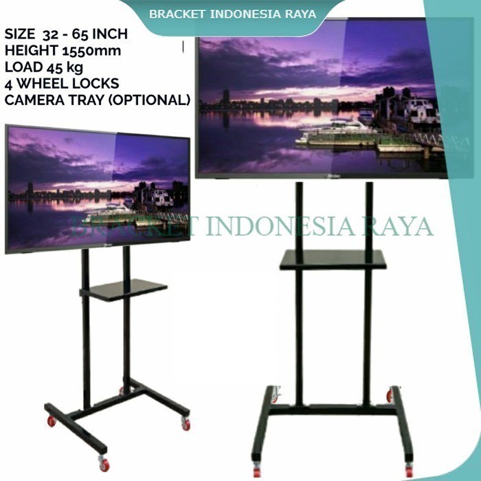 [Ori] Bracket Breket Braket Tv Led Stand Tv Standing Roda Tv Up To 50 Inch Diskon