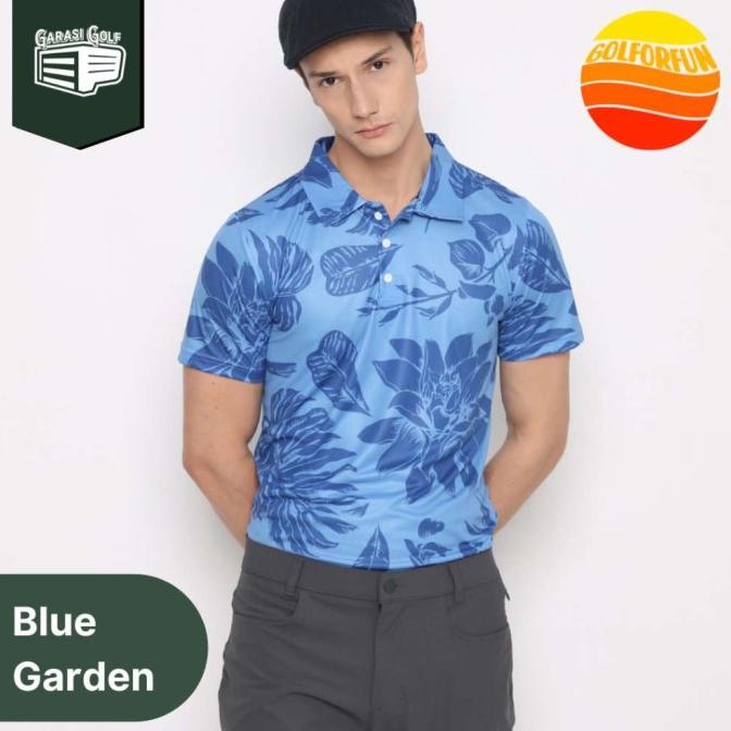 Fashion Pria | Golforfun Mens Polo Blue Garden (Men) - Baju Kaos Polo Shirt Golf Pria Kekinian