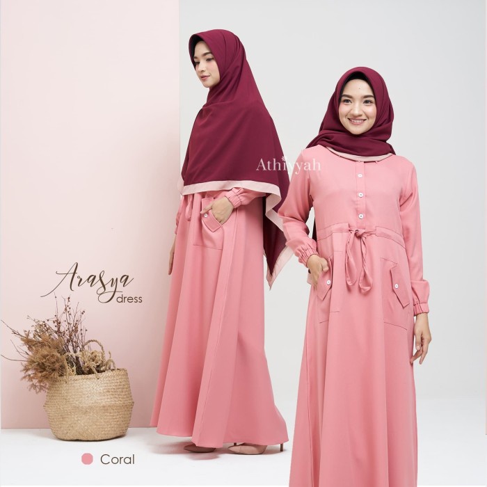 [Original] Gamis Only Arasya Dress Coral L Ld 100 Pb 140 Cm By Athiyyah Gamis Pol Limited