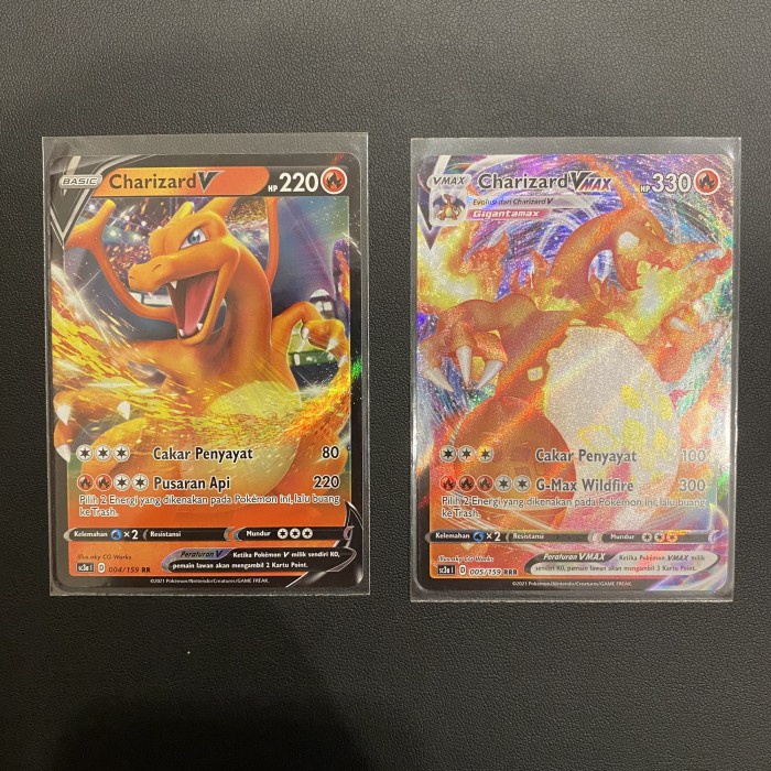✅COD Pokemon Tcg Indonesia Charizard V Charizard Vmax Evoline Set 7 Limited
