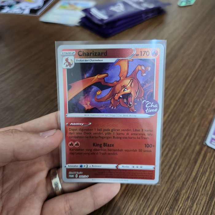 ✅COD Pokemon Tcg Indonesia - Pokemon Chatime Promo Charizard Hologram Berkualitas