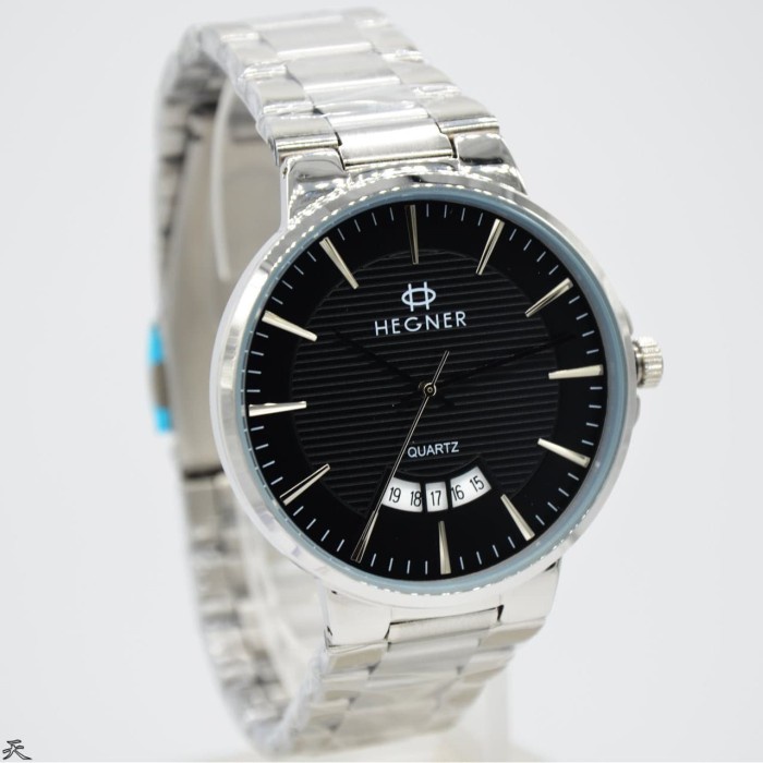 ✅New Ori Hegner 5025Ms / Hegner 5025 - Jam Tangan Pria Original - Silver Htam Terbatas