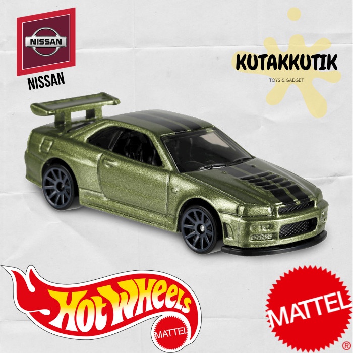 ✅COD Hot Wheels Nissan Skyline Gt-R R34 Bnr34 Hijau Nissan Edition Diskon