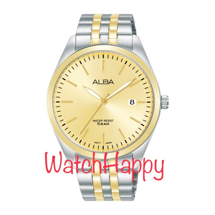 ✅New Ori Alba As9S10X1 Men Silver Gold Tone Gold Dial As9S10 Stainless Original Terbaru