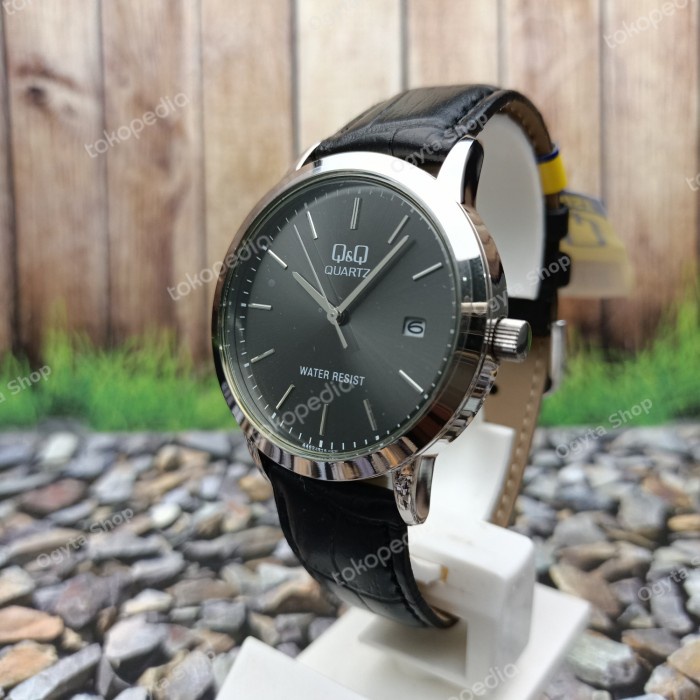 ✅New Ori QQ Qq Jam Tangan Pria Wanita Kulit Hitam A462J312Y Original Diskon