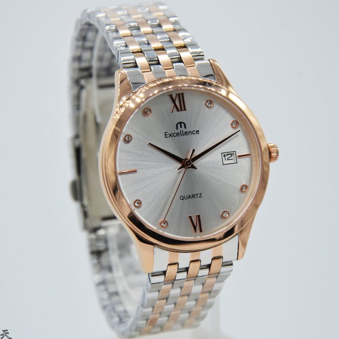 ✅New Ori Jam Tangan Original Pria Excellence 8108Mrc - Rose Combi Silver Diskon