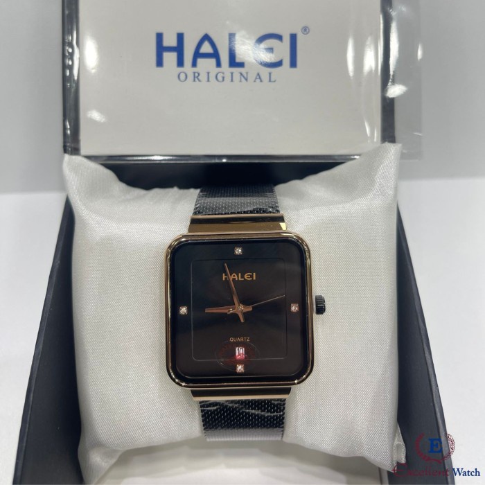 ✅New Ori Excellent Watch Jam Tangan Pria Halei 8036M Black Gold Terbatas
