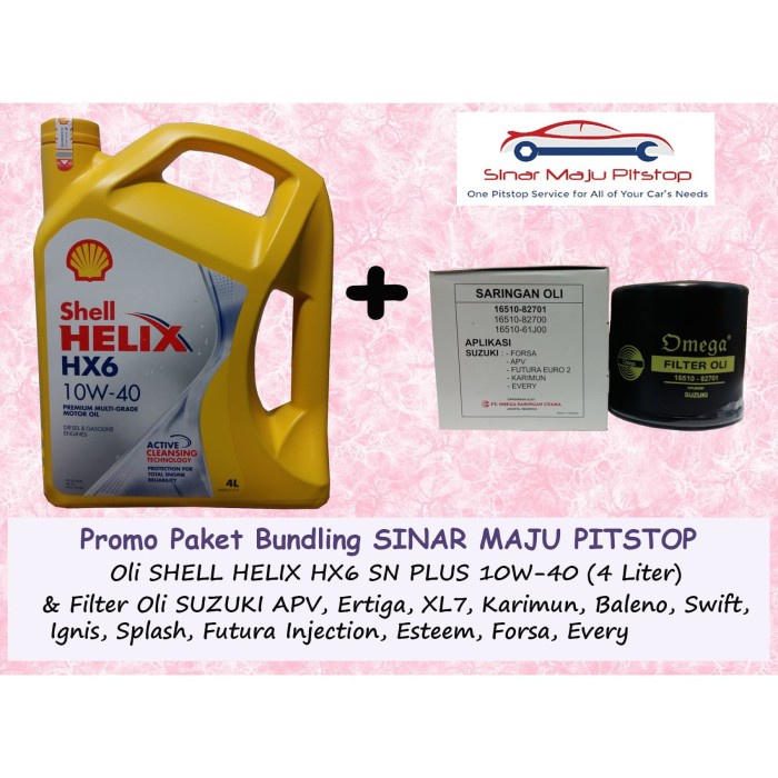 ✨Baru Paket Oli Shell Helix Hx6 Sn 10W-40  Filter Mobil Suzuki Apv  Ertiga Terbatas