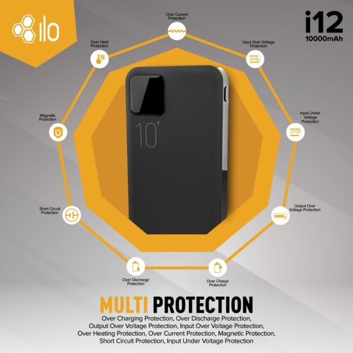 ILO Power Bank i12 10000mAh Smart Detect Charging - Multi Protection