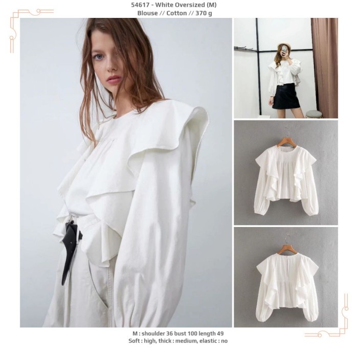 [COD] Blouse Wanita Korea Lengan Panjang Warna Putih Premium Berkualitas