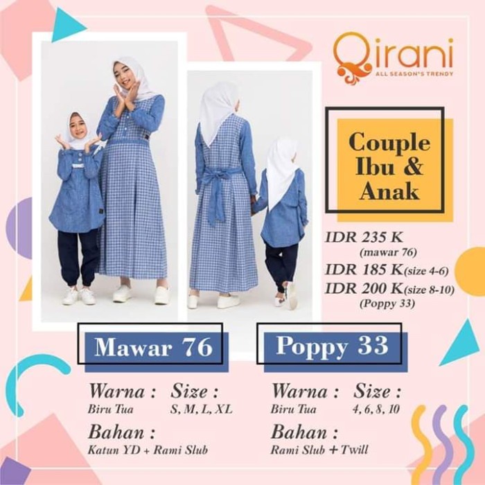 [COD] Baju Couple Ibu Dan Anak / Gamis  Setelan Mawar 76 Poppy 33 Qirani Berkualitas