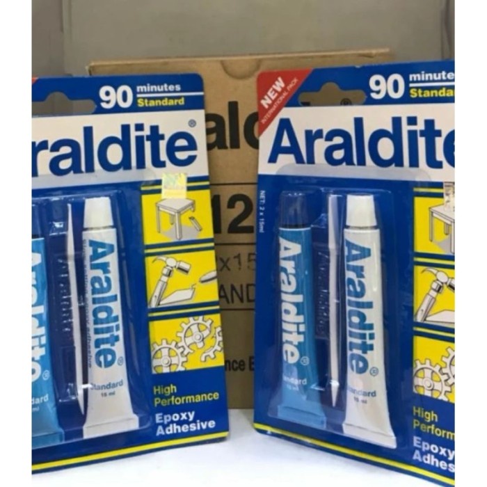 

Lem Araldite Besi Araldit Biru Epoxy Asli 90 Menit Isi 1 Lusin 12 Sets