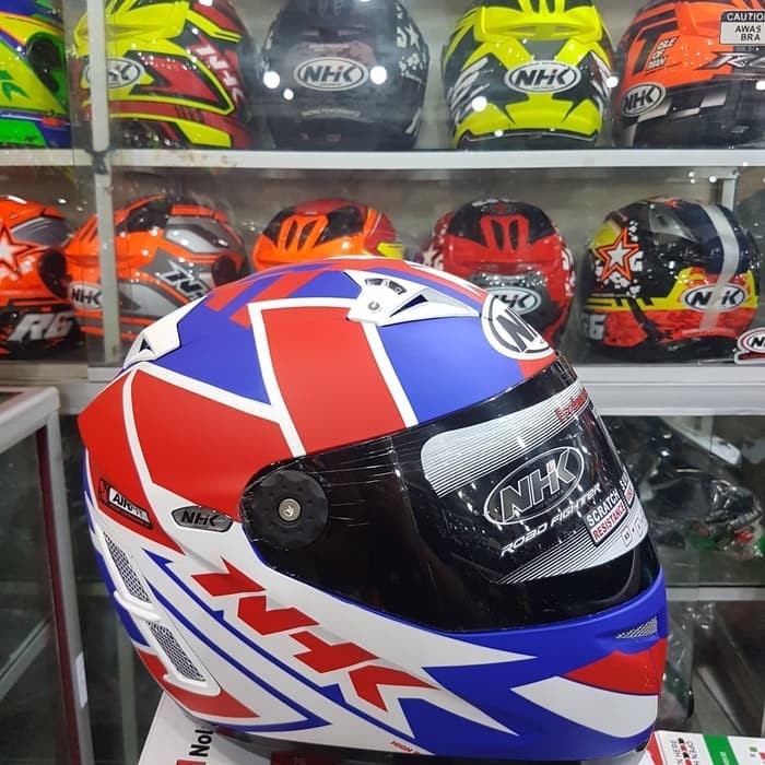 ✨Termurah Helm Nhk Gp Pro Race Red Blue Doff Matte Gppro Dark Visor Terbaru