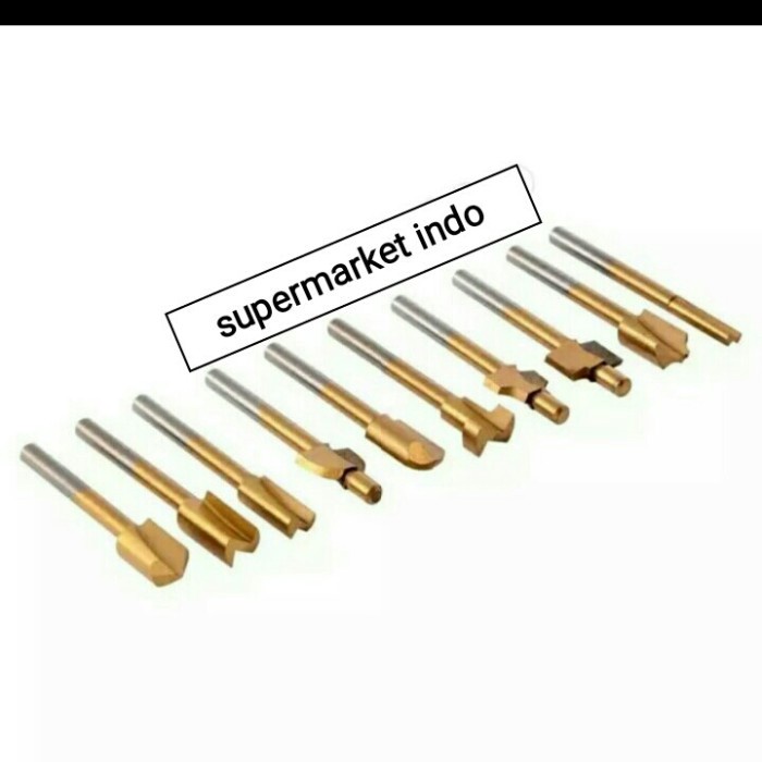 [Ori] Mata Profil Router Set 10Pcs Trim Flush Cove Straight Mini Grinder 3Mm Diskon