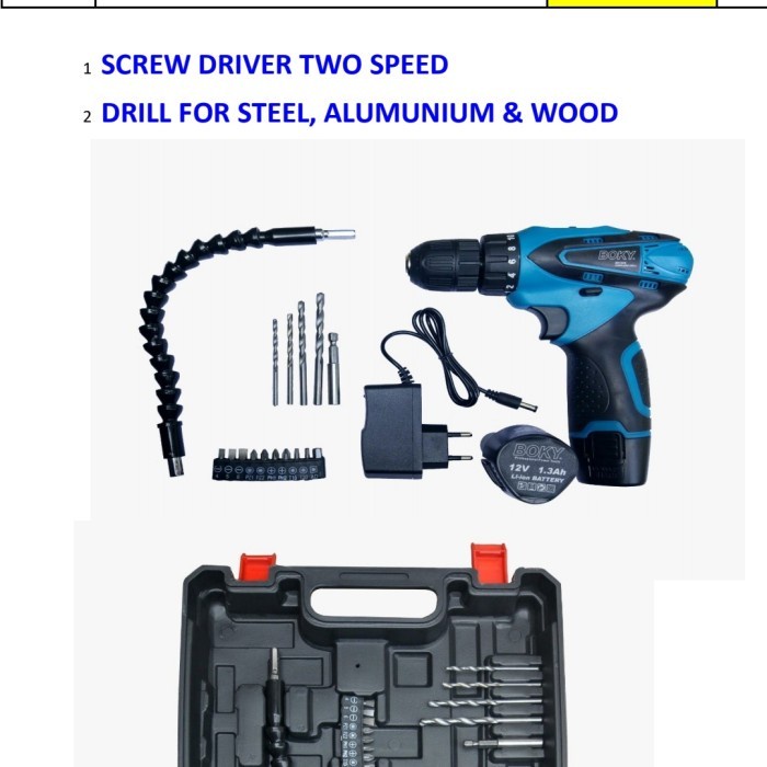 ✅COD Bor Cas Boky Set Bk12V - Drill Cordles - Bor Bateray Set - Bor Cas Terbaru
