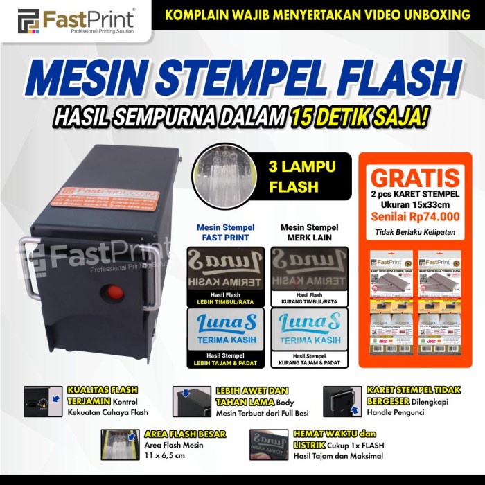 

Mesin Stempel Flash Kilat Premium 10 x 13 cm Full Plat Besi