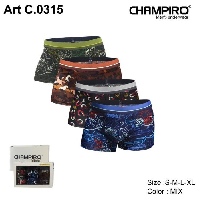 CHAMPIRO XCITED 0315C (isi 3) celana dalam boxer motif / cd boxer pria
