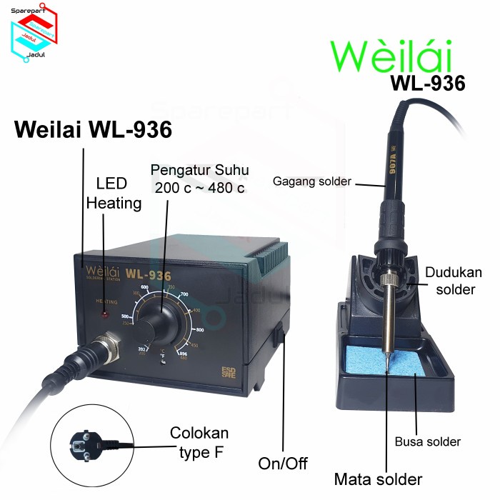 ✅New Solder Wl-936 Solder Station Soldering Kit Iron Esd Safe Original Berkualitas