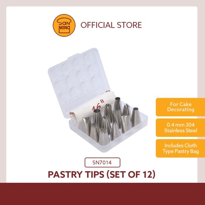 

✅Original Sanneng Sn7014 - Pastry Tips 12 Pcs /Spuit Buttercream Stainless Steel Terbatas