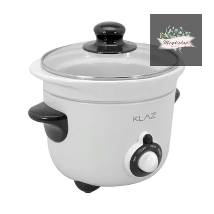 

✅Ready Klaz Slow Cooker 1.5L Putih Ceramic Pot Glass Lid 160Watt Diskon