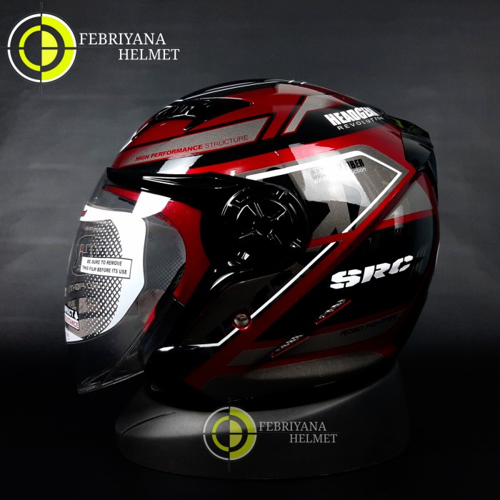 ✅Sale Helm Nhk Gladiator Touring Red Maroon Halfface Double Visor Berkualitas