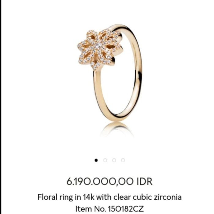 ✨Termurah Cincin Gold Pandora Floral Ring With Cz Original Diskon