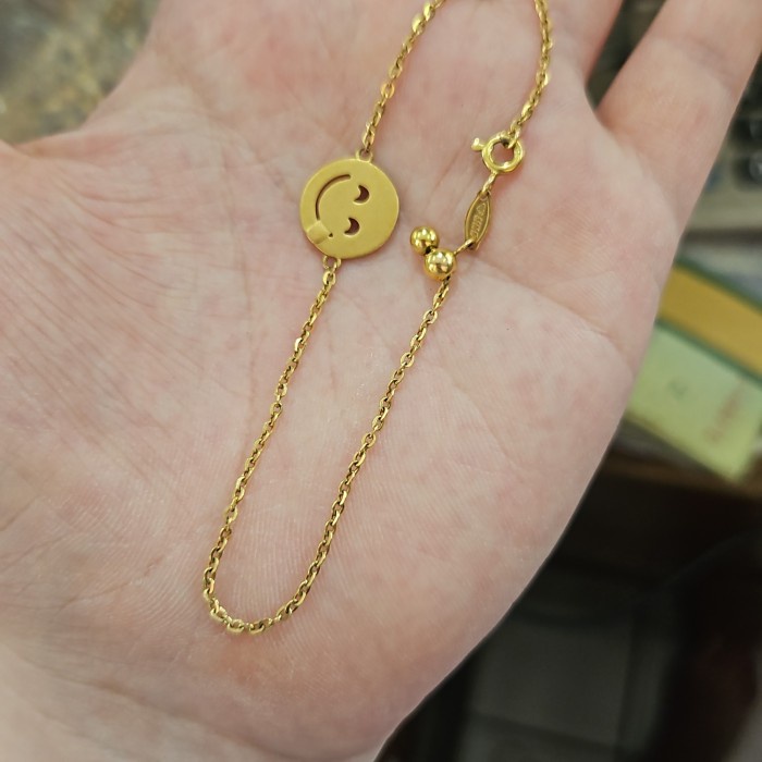 ✨Sale Gelang Serut Emoji Ubs Emas Asli 8K 375 Unik Remaja Besar Kecil Jumbo Terbaru