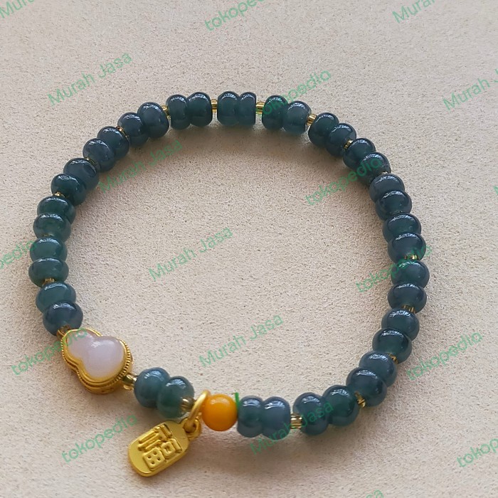 ✨Sale Gelang Giok Burma Blue Water Rondelle Bersertifikat Limited