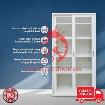 

✨Ready Lemari Kantor Dengan Pintu Kaca Geser 90 X 39 X 180Cm Krisbow Krem Terbaru