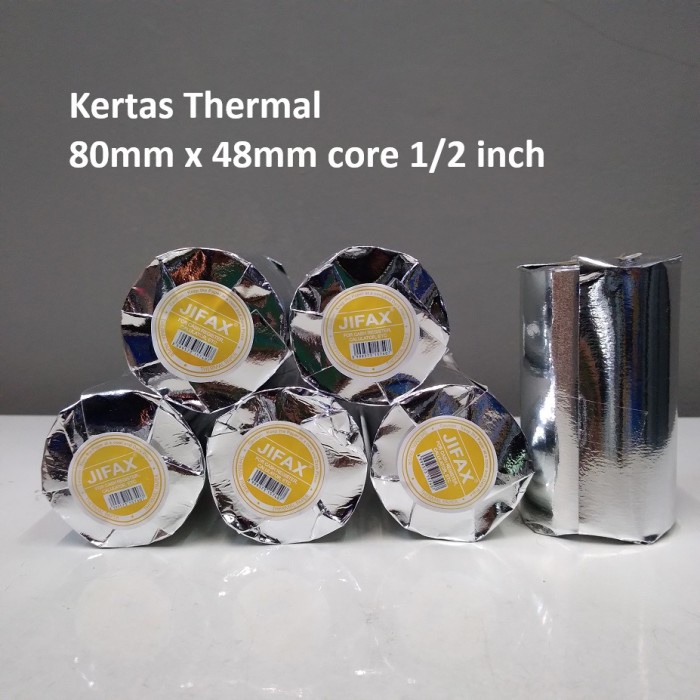 

✨Sale Jifax Kuning 80X48Mm Core 1/2 Inch Kertas Thermal 1 Dus Isi 100 Roll Terbatas