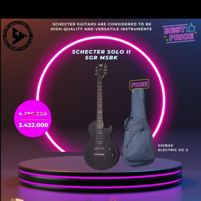 ✨New Ori Gitar Elektrik Schecter Solo Ii Sgr Black Original Terbatas
