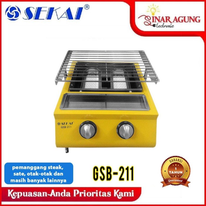 ✨New Ori Sekai Kompor Pemanggang Sosis / Bbq 2 Tungku Gsb211 / Gsb-211 - Yellow Berkualitas