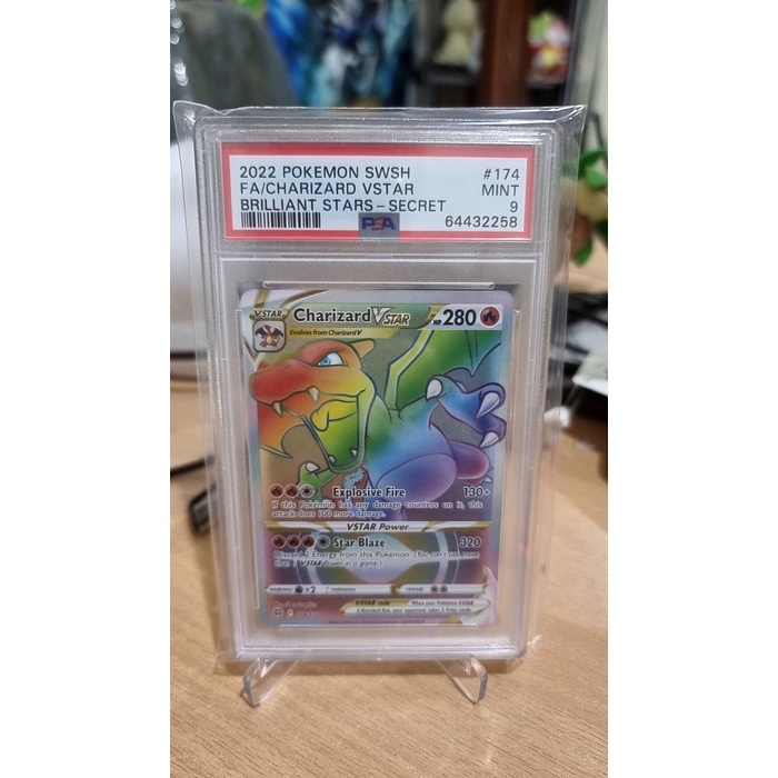 ✅Termurah Pokemon Brilliant Stars Charizard Vstar Rainbow Psa 9 174/172 Limited