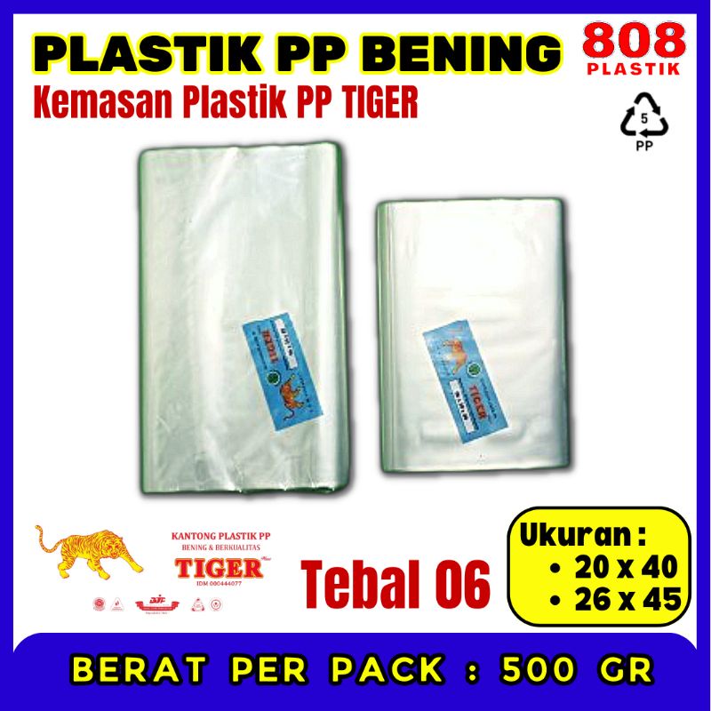 

Plastik PP 06 Bening Polos Transparan Tiger Tebal 06 | Plastik Kerupuk Kemplang Tebal PP06