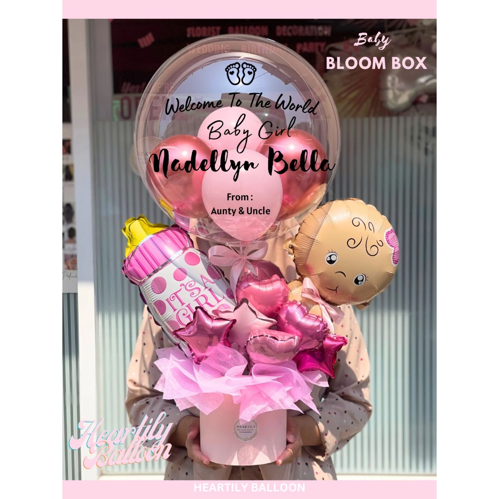 [ Ready Siap Kirim ] Balon Baby Bloom Box Buket Balon Bayi Lahiran Balon Welcome Baby Balon Bayi