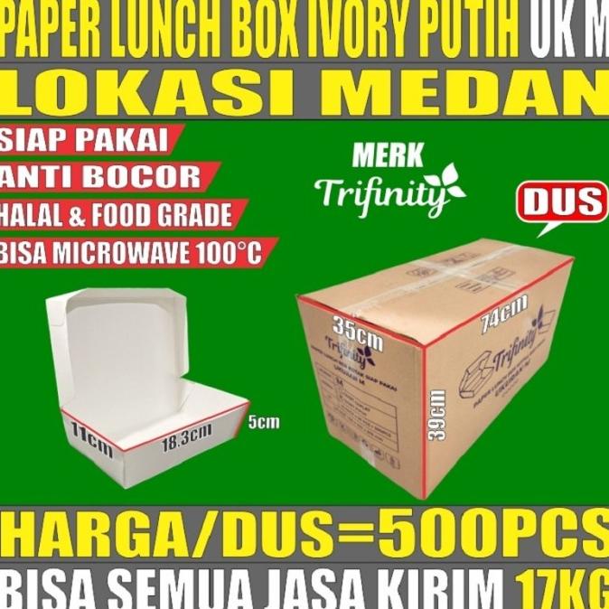 monggo] Paper Lunch Box Tutup Trifinity Ivory Putih Ktk Uk M Dus Js Krm Medan