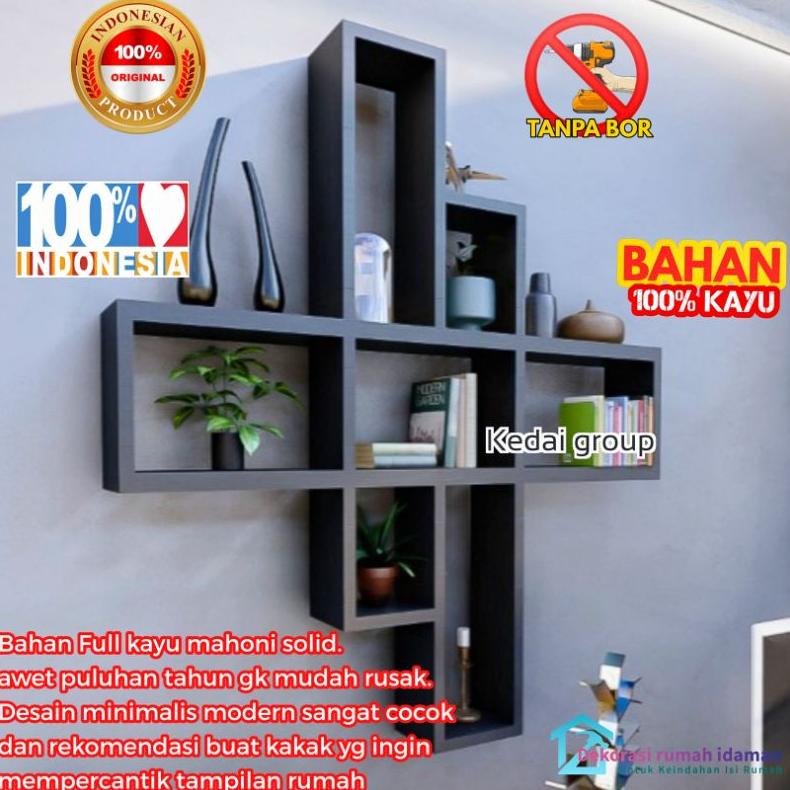 Murah Rak Dinding Minimalis Bahan Kayu Tempel Rak Ambalan Susun Gantung Tembok Kamar Buku Dekorasi D