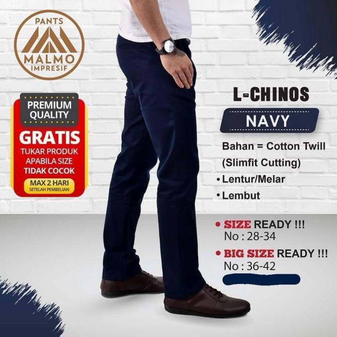 MALMO 100% Ori Celana Chinos Panjang Pria Jumbo Slimfit 36 38 40 42 44