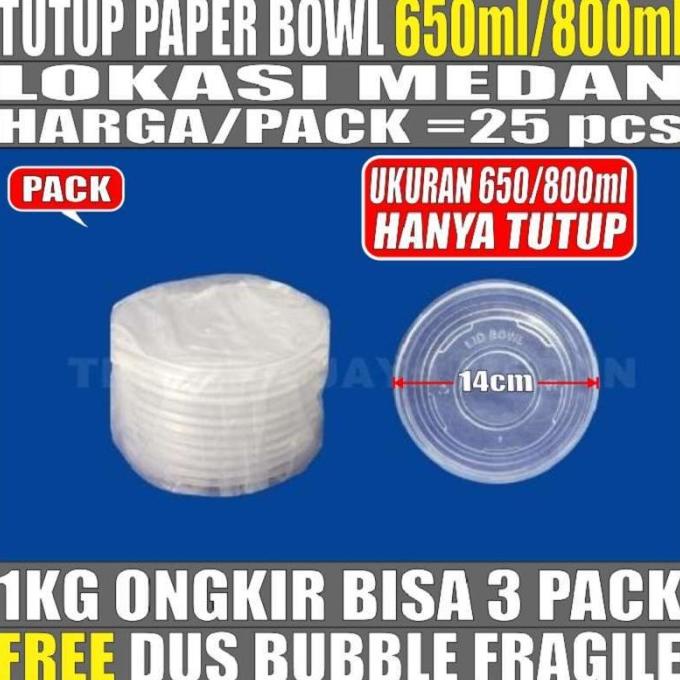 %%%%] Tutup Paper Bowl 650ml n 800ml Pack Hanya Lid Tutup Mangkok Krts Medan
