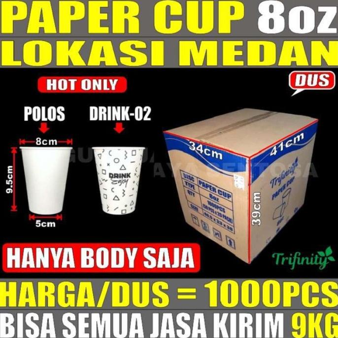 paling diminati] Paper Cup 8oz Gelas Kopi Kertas Tahan Panas Dus Semua Jasa Kirim Medan