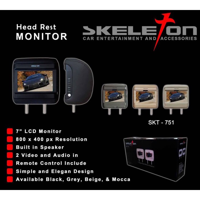 ✅New Ori Head Rest Monitor 7 Inch Skeleton Berkualitas