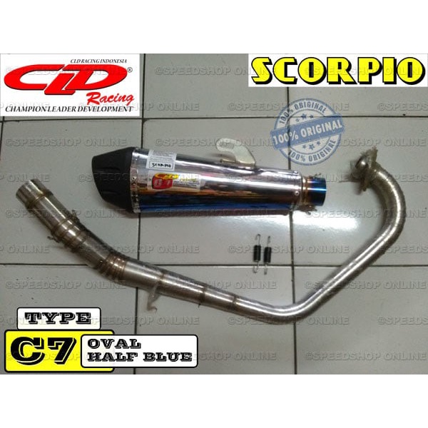 [Original] Knalpot Cld Scorpio Type C7 Silencer Oval Half Blue Terbaru