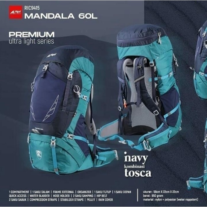 ✨Original Tas Gunung Arei Outdoorgear Carrier Mandala 60 Liter New Berkualitas