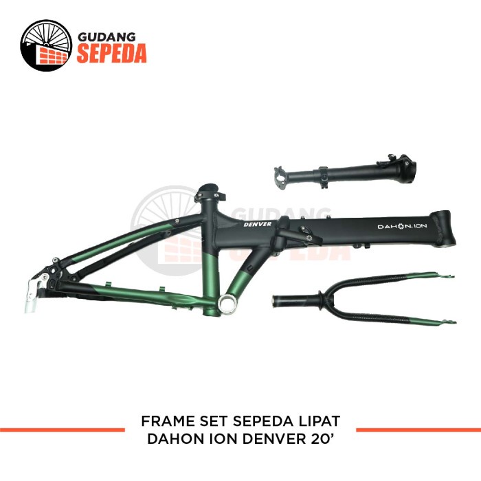 ✨Ori Frame Set Sepeda Lipat Dahon Ion Denver 20' Disc Brake Black Green Terbaru