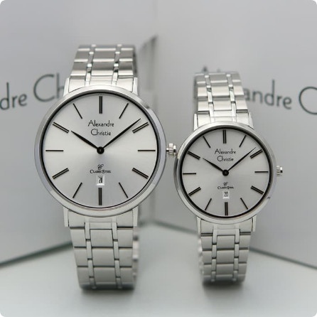 ✨Termurah Jam Tangan Couple Alexandre Christie Ac 8597 Original - Silver Limited