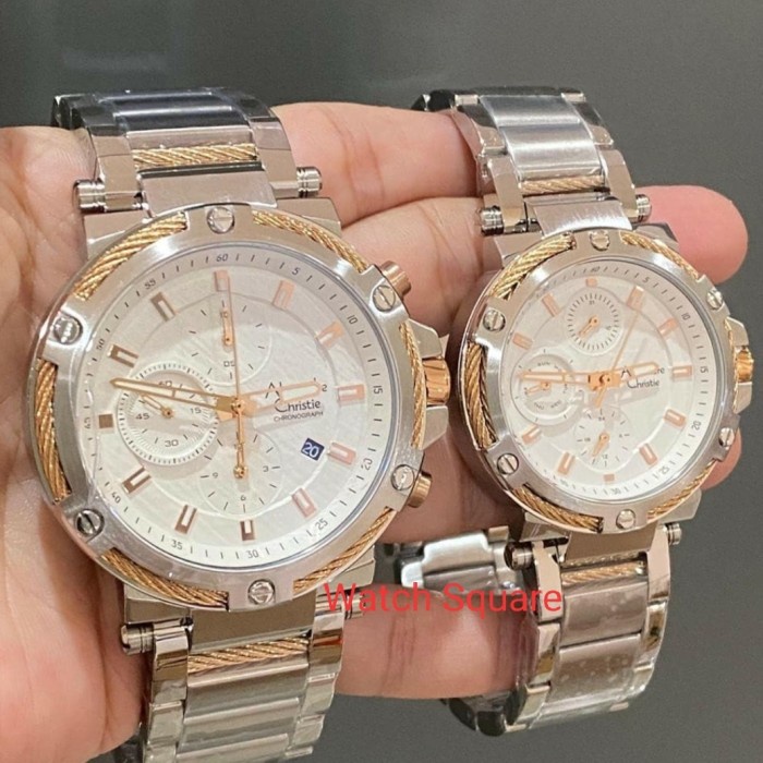 ✨Termurah Alexandre Christie Original Ac6561 White Rosegold Jam Couple Original Limited